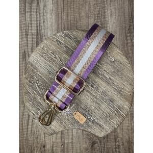 Crossbody Purse Strap Purple Gold White Striped Bag Strap Stripes Guitar Strap